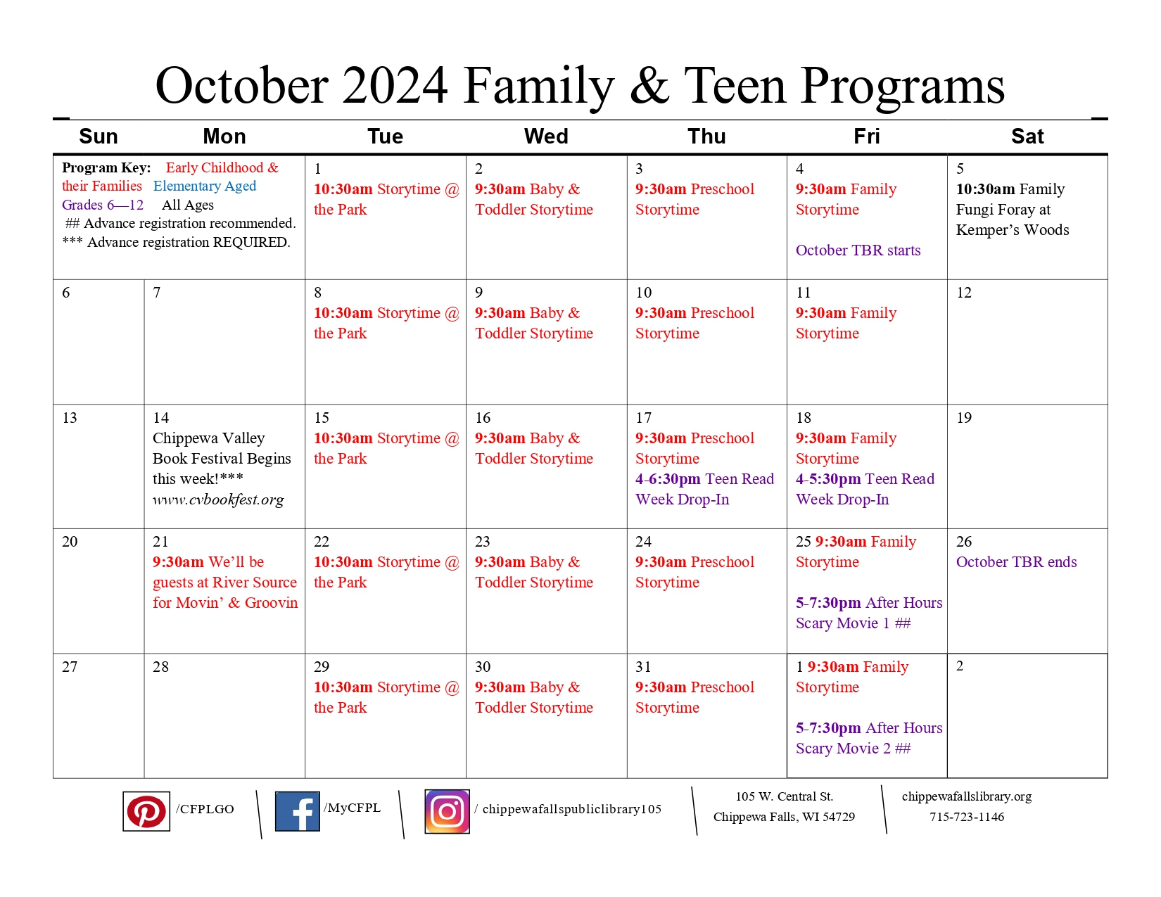 full calendar of events for the month of june 2024 for the youth programs